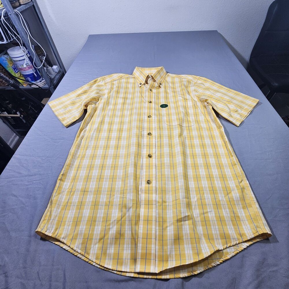 L.L. Bean Shirt Mens Small NWOT Plaid Short Sleeve Button Down Yellow